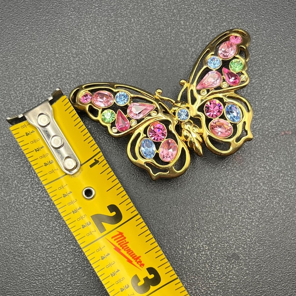 Nolan Miller Pastel Rhinestone Butterfly Brooch - Picture 14 of 14